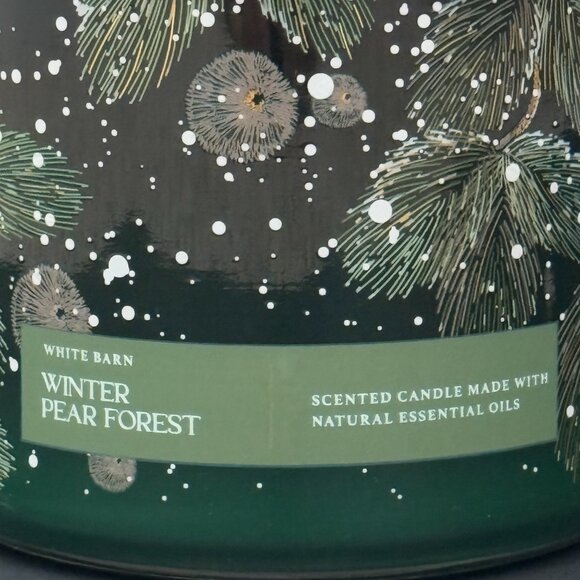 BBW Winter Pear Forest White Barn Bath & Body Works 3 Wick Candle - Picture 3 of 10